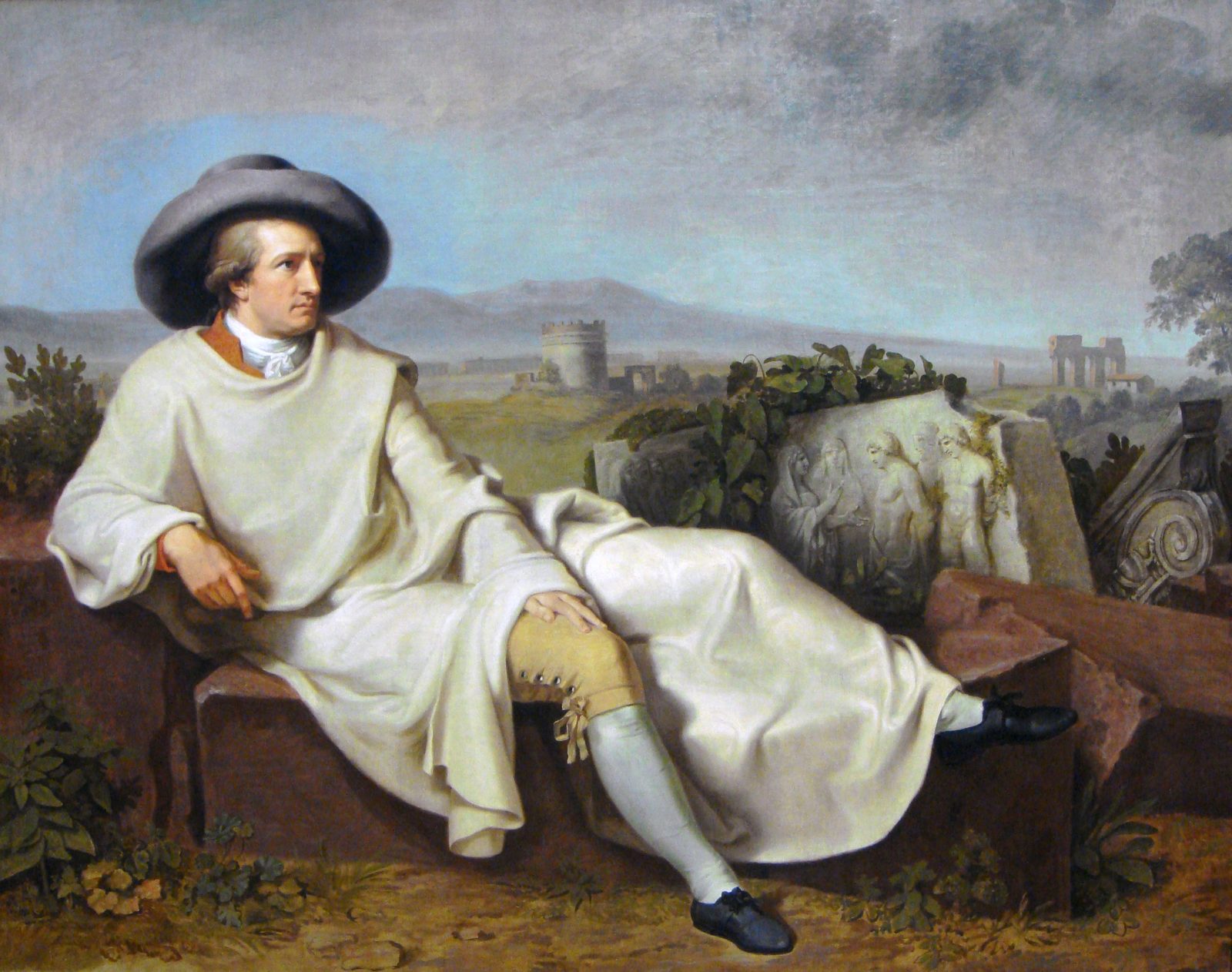 Tischbein’s painting of Goethe reclining among Roman ruins.